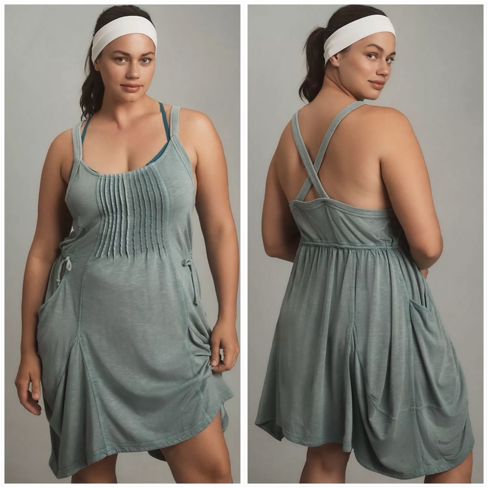 Anthropologie Sage Green Pinafore Sundress